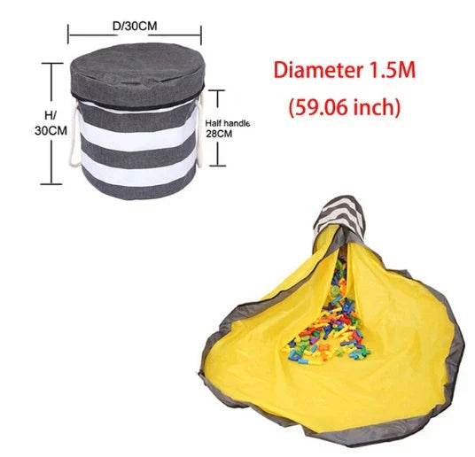 Portable Kids Toy Storage Bag with game mat, perfect for organising toys and play areas
