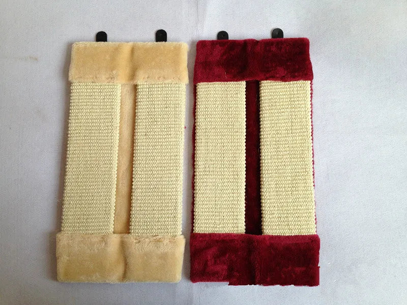 Foldable cat scratcher board in beige made with natural white sisal rope and E1 high-density board, size 50x23x2.5cm