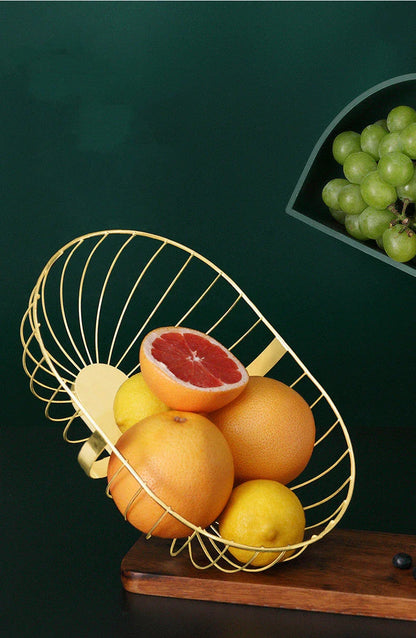 Nordic style metal fruit basket with detachable plate for kitchen organisation