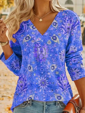Bohemian printed long sleeve T-shirt for women in various colours and sizes
