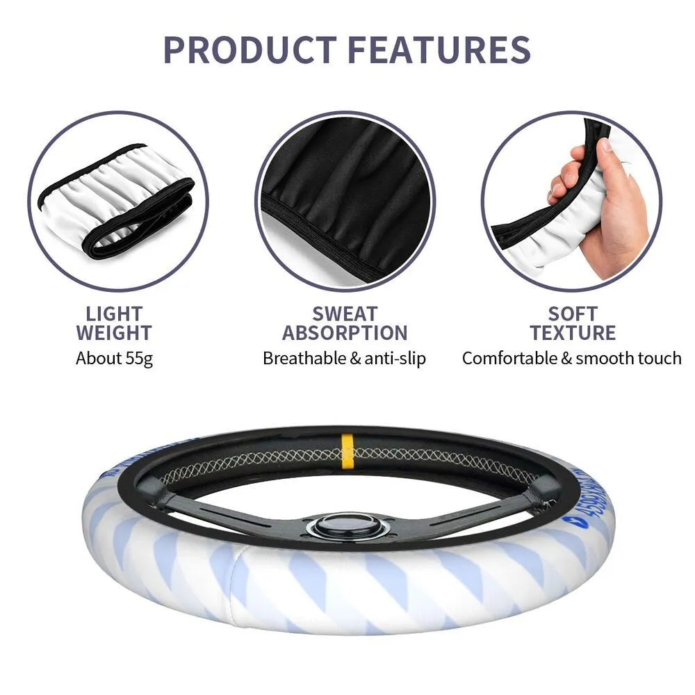 Black neoprene elastic steering wheel cover with European American classical eagle DTG print for cars SUVs trucks