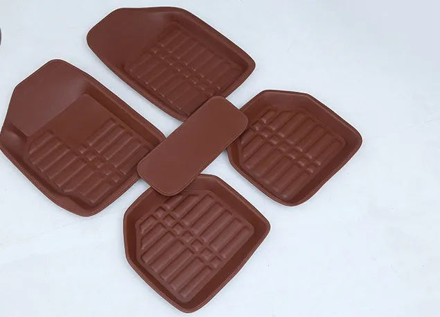Leather car mat in six colour options including beige, black, gray, dark brown, dark red, and light brown for universal vehicle fit
