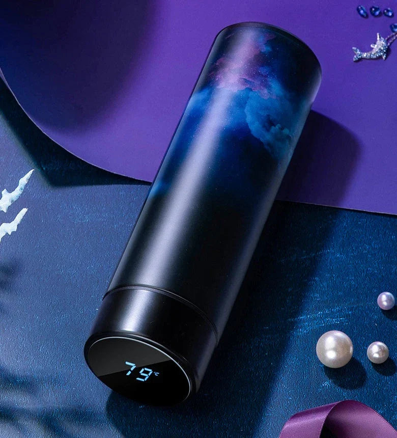 Stainless steel vacuum flask with LED touch display temperature control, available in a variety of colors and sizes