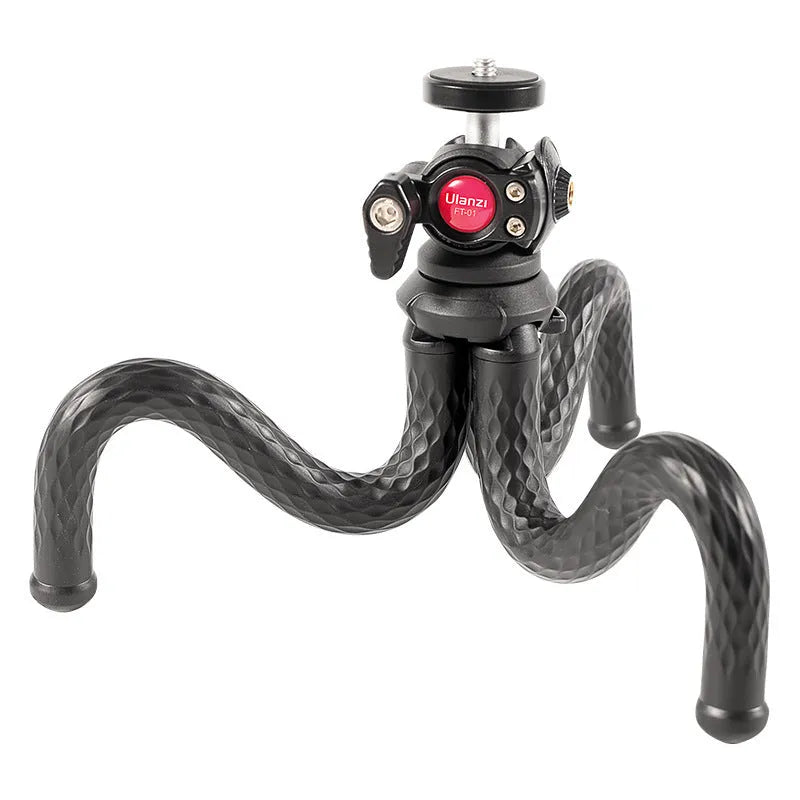 Black octopus leg mobile phone tripod extended to 360mm with adjustable phone clip