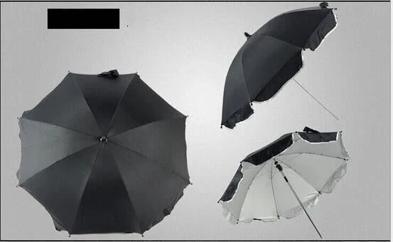 A 360-degree swivel pram umbrella with high-density UV protection and durable steel construction