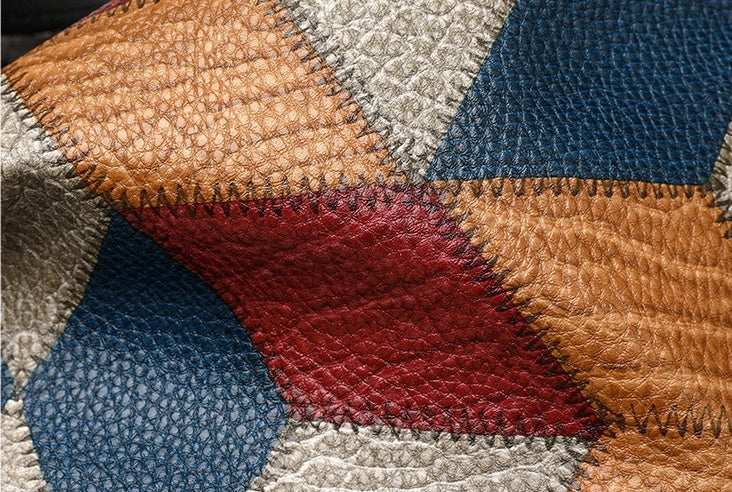 Retro geometric pattern shoulder bag for women in black and yellow