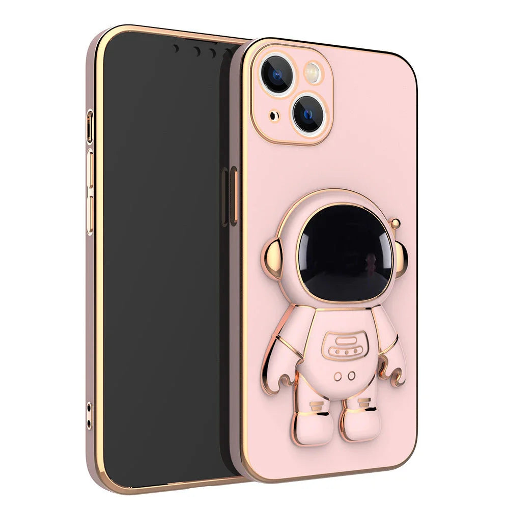 3D Astronaut Phone Case with Anti-Drop Electroplating Bracket for iPhone