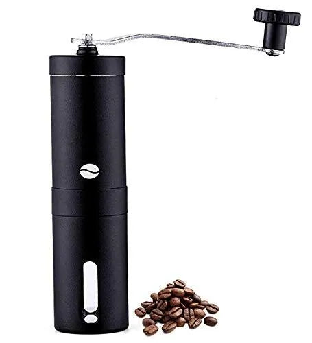 Hand coffee grinder stainless steel manual ceramic burr mill 30g capacity silver and black