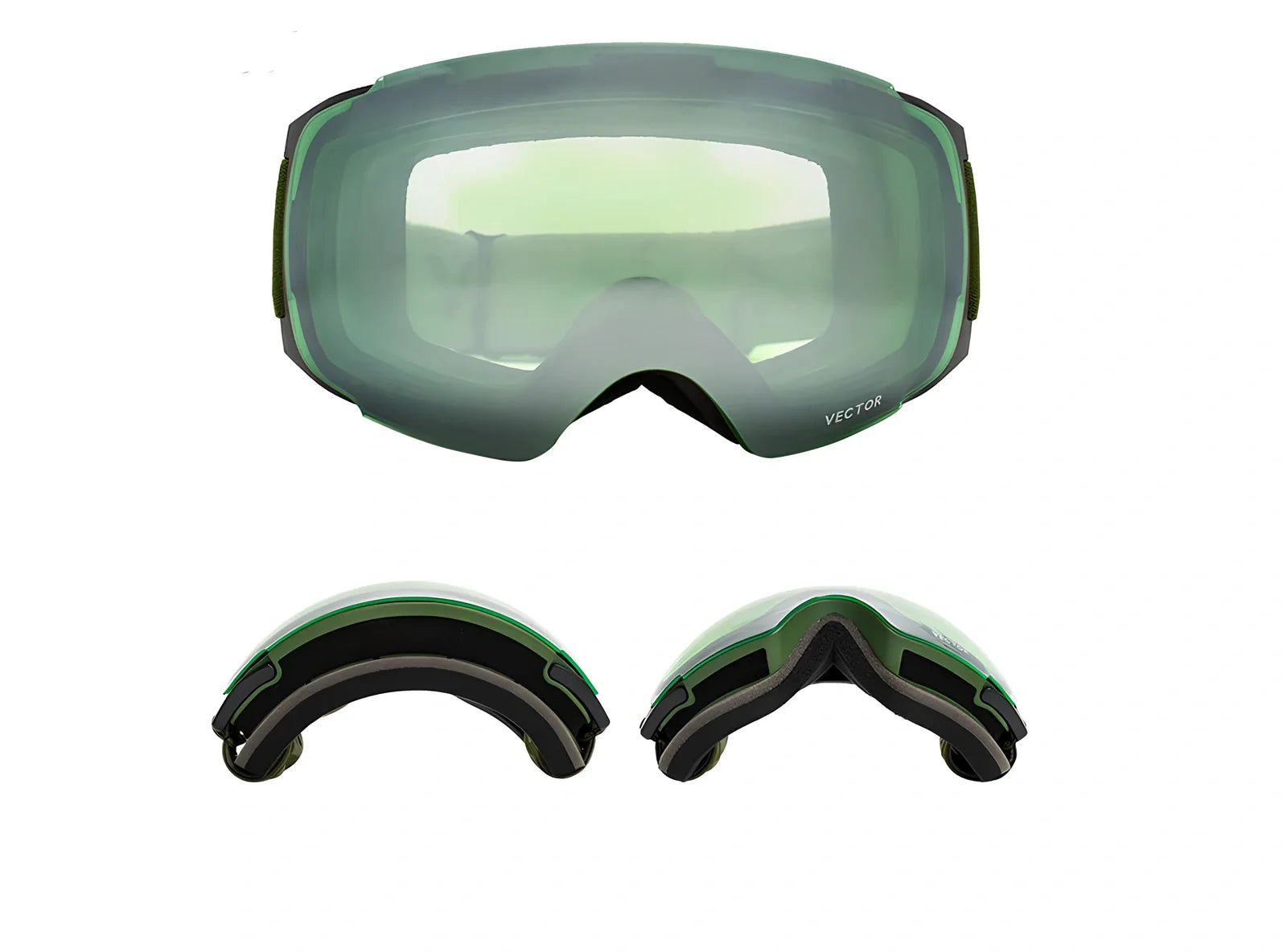 Compass blue ski goggles with double-layer anti-fog spherical lenses and magnetic attachments for men and women