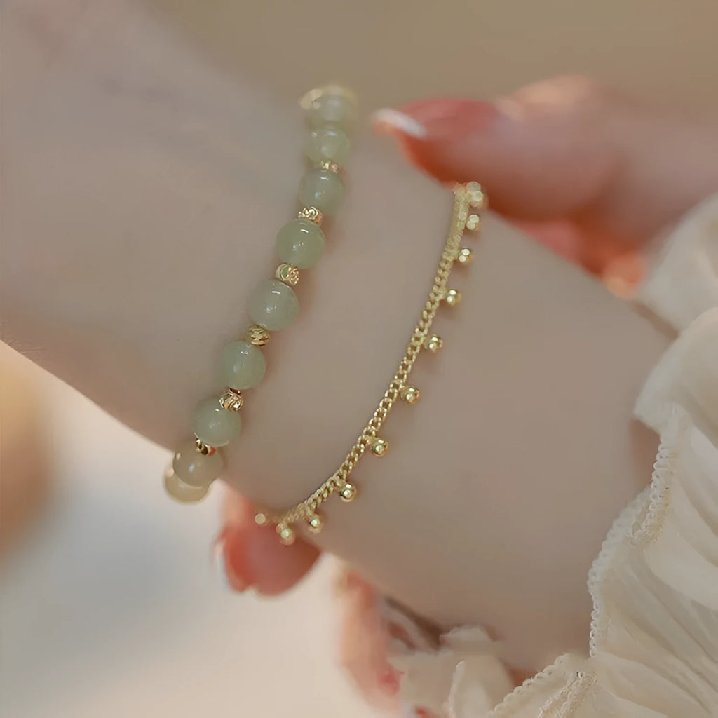 Escape Princess Natural Hetian Jade Bracelet showing beaded design with Princess Running elements
