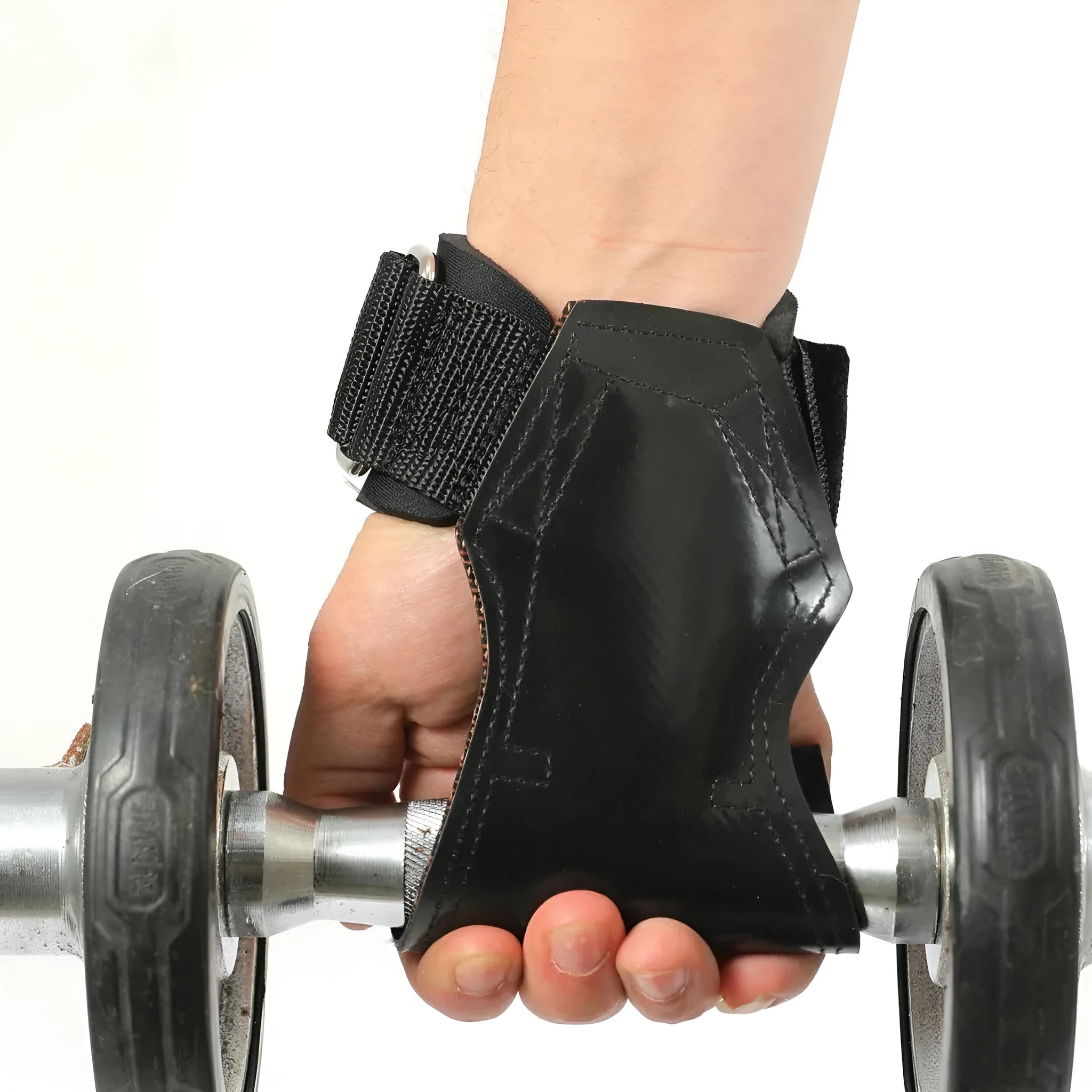 Black rubber non-slip palm protection belt for weightlifting barbell dumbbell training