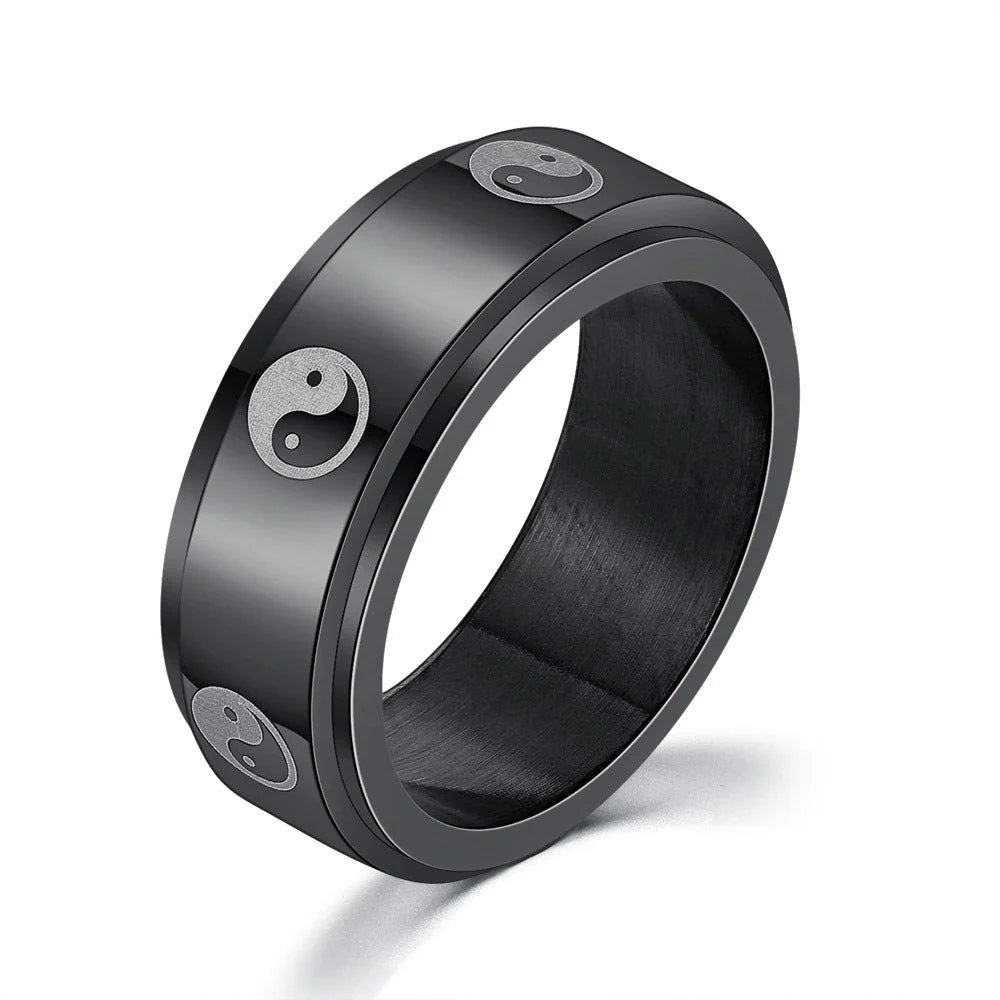 Titanium steel personality ring in various colours and designs, showcasing hip hop simplicity