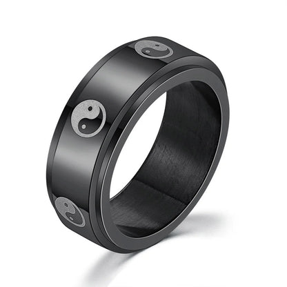 Titanium steel personality ring in various colours and designs, showcasing hip hop simplicity