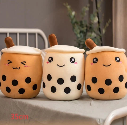 Strawberry Milk Tea Plush Boba Cup Toy in various colours and sizes