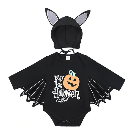 Black cotton headband two-piece children's set, long sleeve top and headband for sizes 70-100cm, 70% cotton fabric