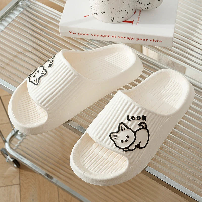 Women's cat slippers with non-slip sole in various colours