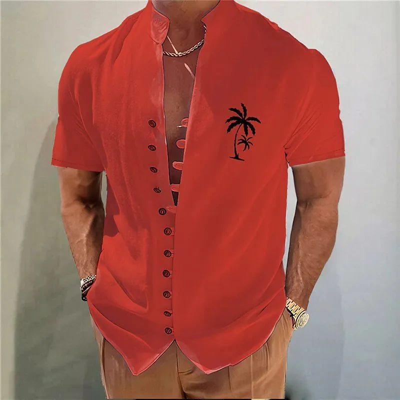 Youth wearing a short-sleeve cardigan shirt with a geometric 3D printed floral pattern in a blue colour.