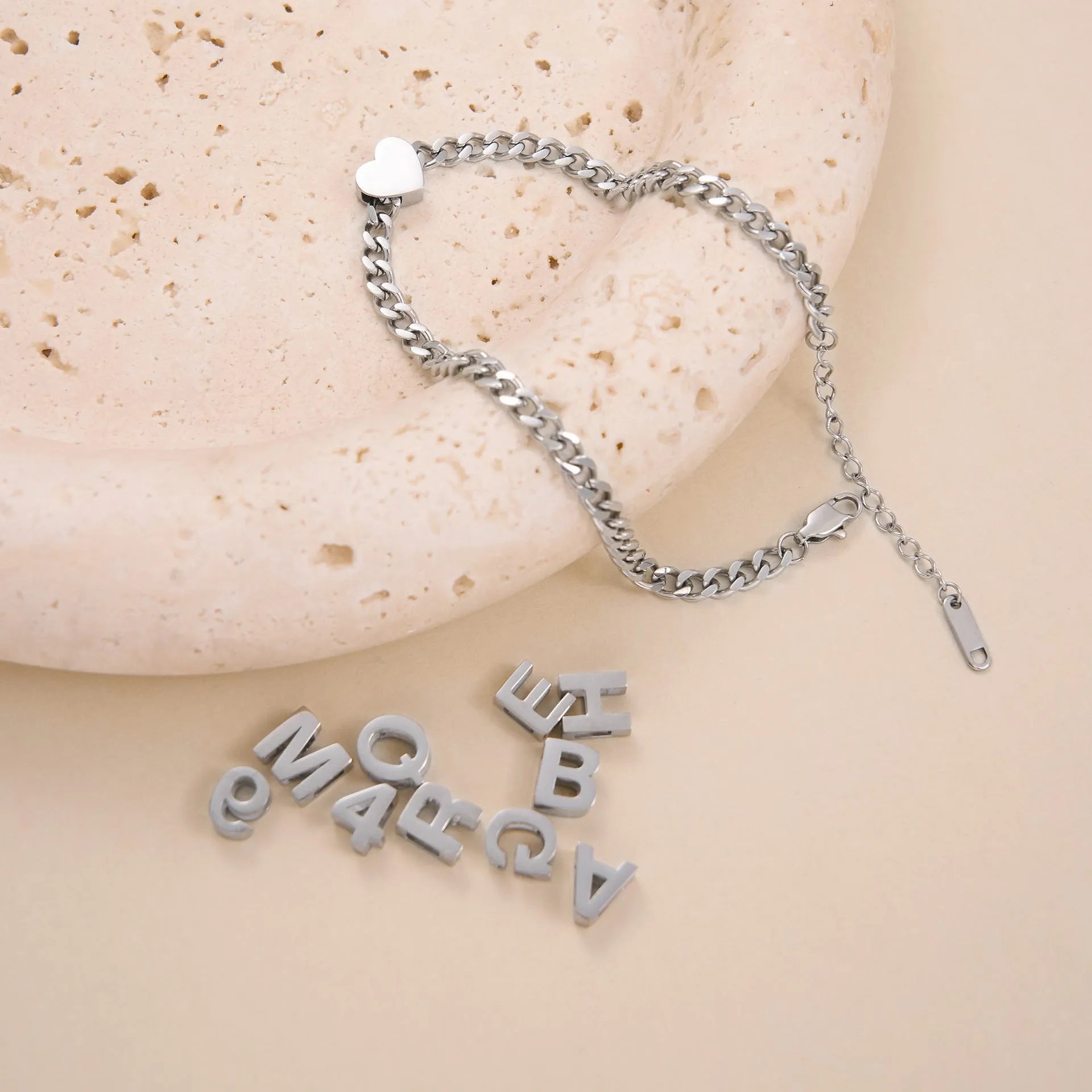 Gold titanium steel necklace with letter A charm on a 40.5cm blade chain