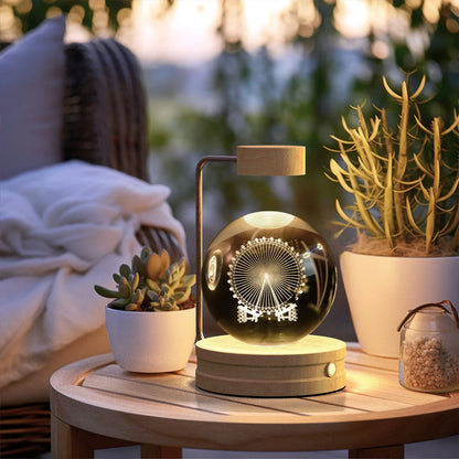 Dazzling crystal ball nightlight with captivating cosmic designs, creating a warm, soothing ambiance in your home