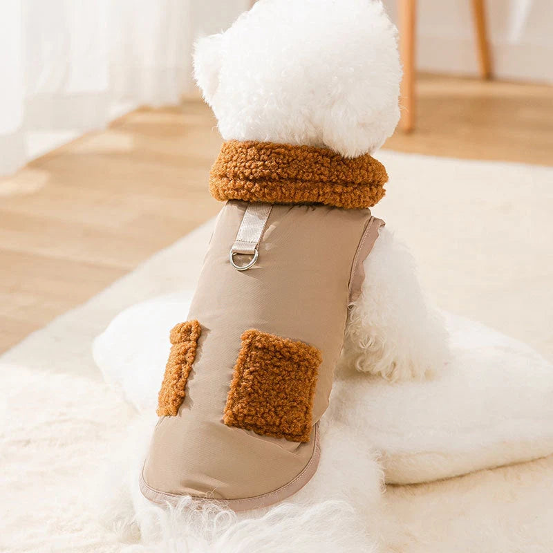 Korean style coffee sweater for small dogs and cats in beige and green