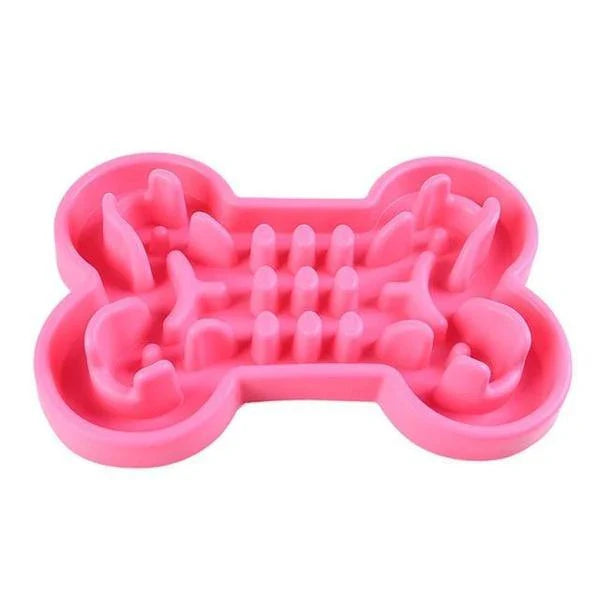 Silicone slow feeder bowl for dogs in rose red, blue, and green