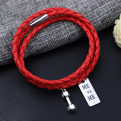 PU Rope Bracelet with 3-lap woven design in blue