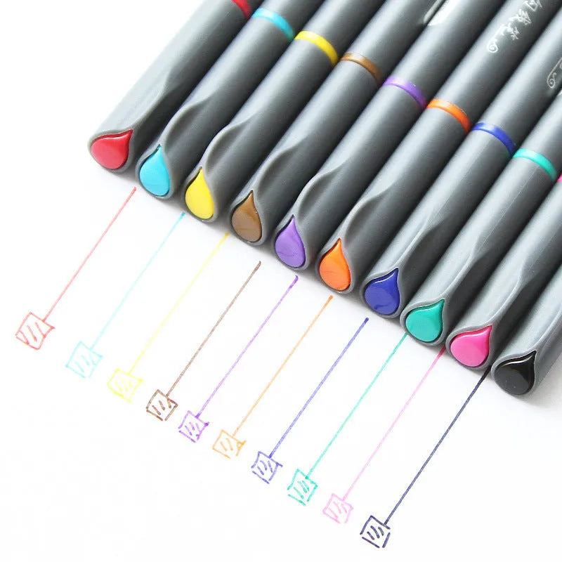 Ten 0.38mm hook line pens for architecture and mobile drawing applications