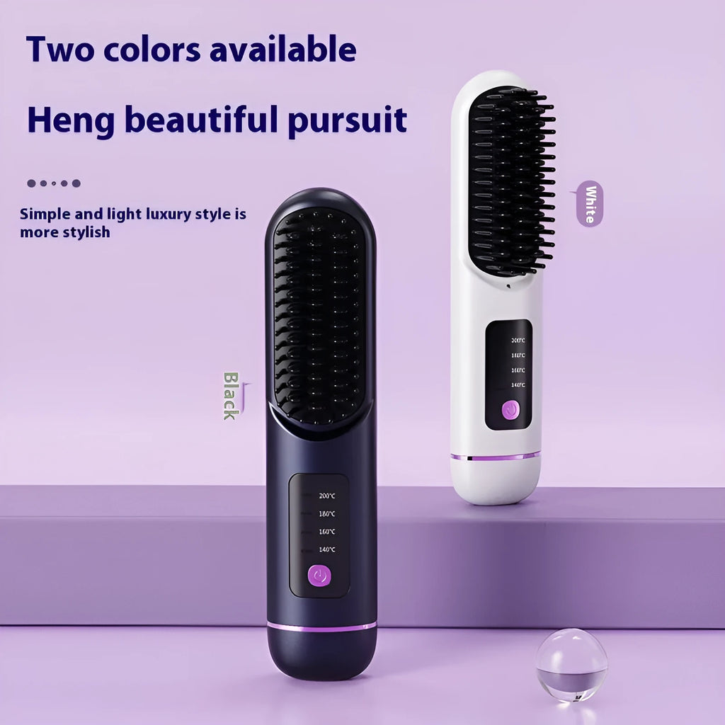 Portable charging negative ion straight hair comb in ABS plastic