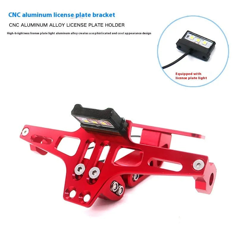 Aluminium alloy adjustable license plate holder bracket with light in silver finish