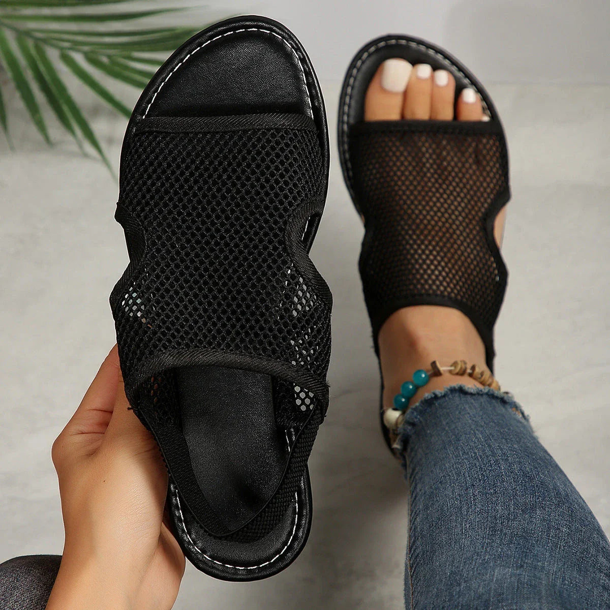 Breathable mesh sandals in various colors, perfect for summer beach and casual wear