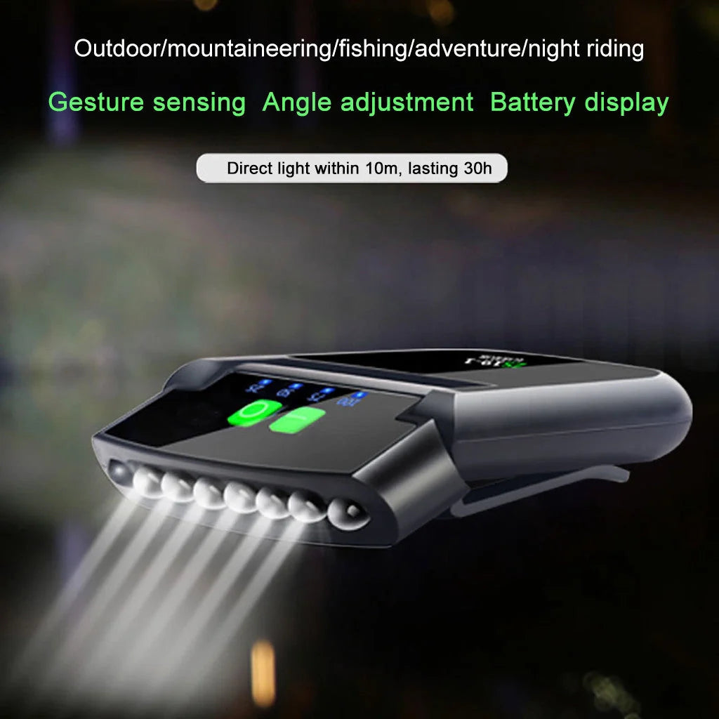 LED Smart Sensor Headlight for night fishing and cycling with USB charging