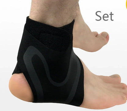 Adjustable ankle support brace for sports and running in black