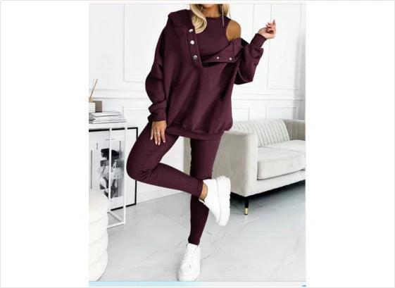 Women's solid colour vest hoodie and pants set in various colours and sizes
