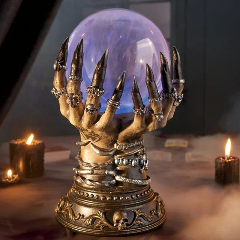 Spellbinding crystal ball with lightning effects, perfect for home decor and Halloween parties