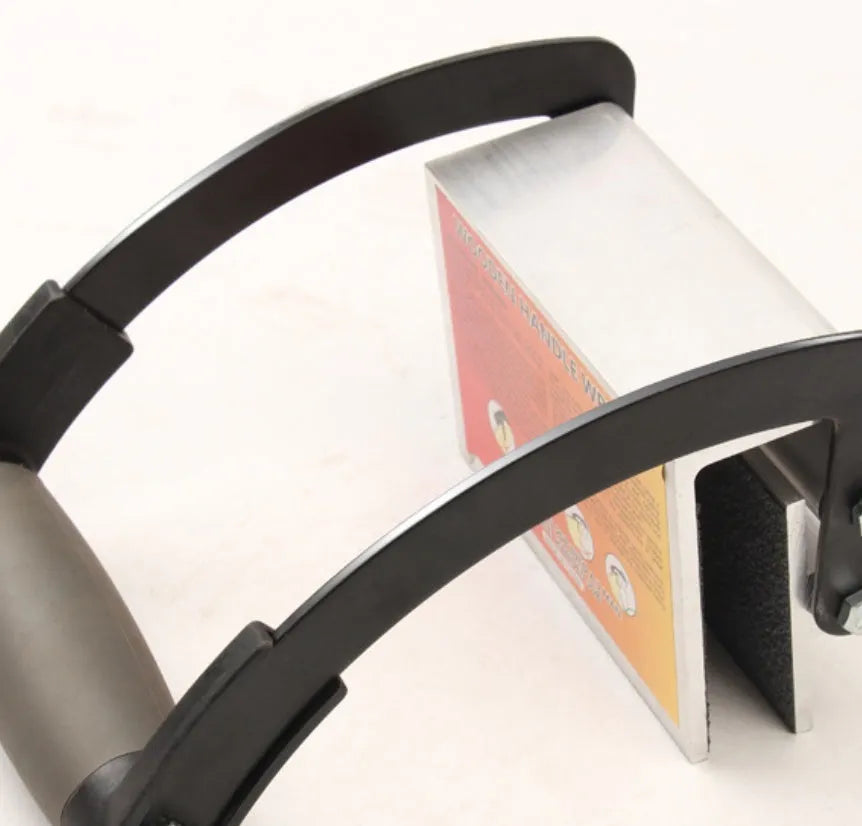 Black forged steel wood handling wrench with a rubber grip, shown with its packaging.