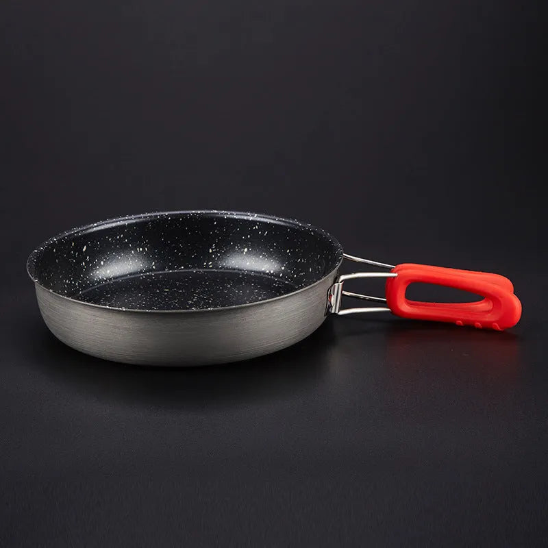 Alocs medical stone colour non-stick folding frying pan on outdoor setting