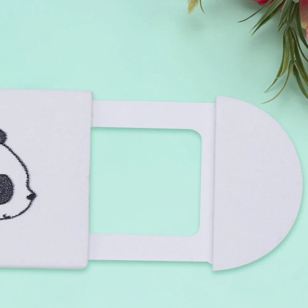 White plastic sliding webcam cover pack of three, each measuring 3x1.5x0.1cm, for laptop and smartphone privacy
