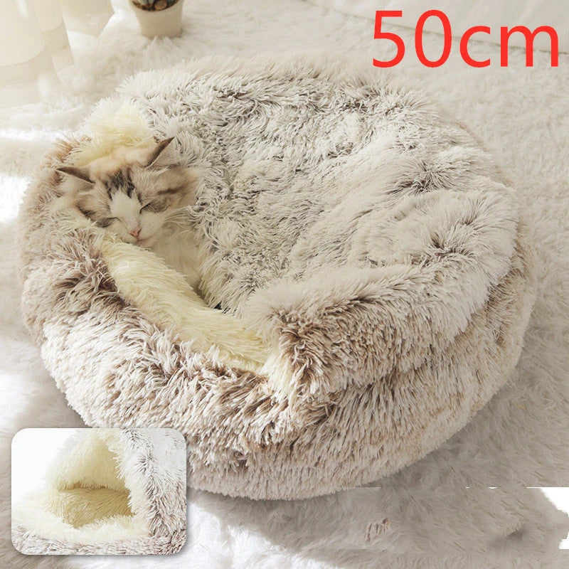Warm plush pet bed for cats and dogs in various colours and sizes