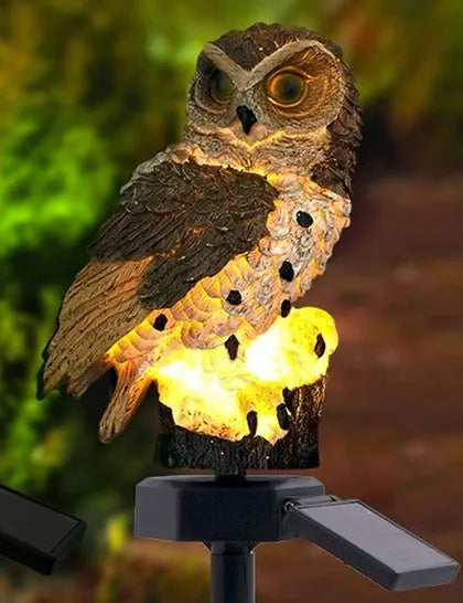 Solar owl garden light outdoor LED lawn lamp waterproof 45cm brown white