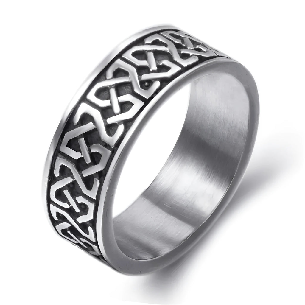 Lunavin silver alloy ring in US size 8 on white background, simple band design for women
