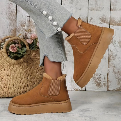 Women's winter snow boots in six colours with plush velvet lining and thick rubber sole