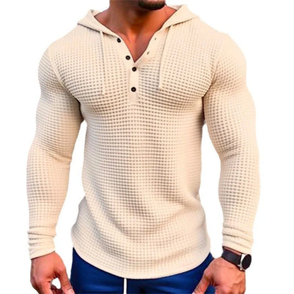 Men's slim fit waffle knit pullover in solid colours for spring and autumn wear