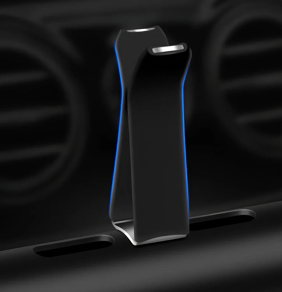 Silver aluminium alloy car vent clip-on air freshener, 83x13mm size, 46g, with replaceable fragrance cores