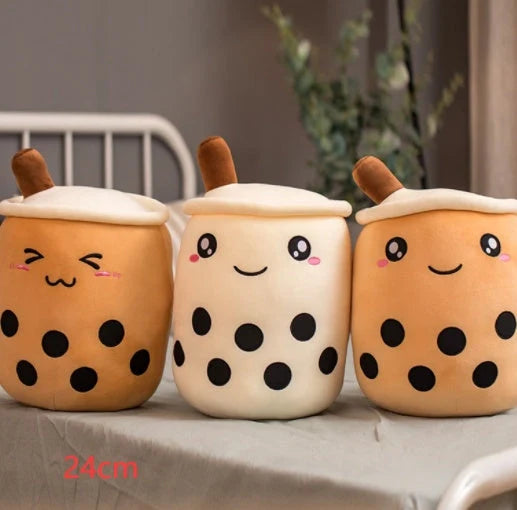 Strawberry Milk Tea Plush Boba Cup Toy in various colours and sizes