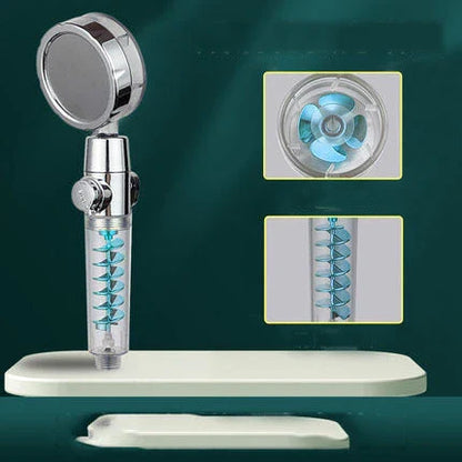 Powerful dual-turbine shower head with adjustable spray patterns and high-quality construction