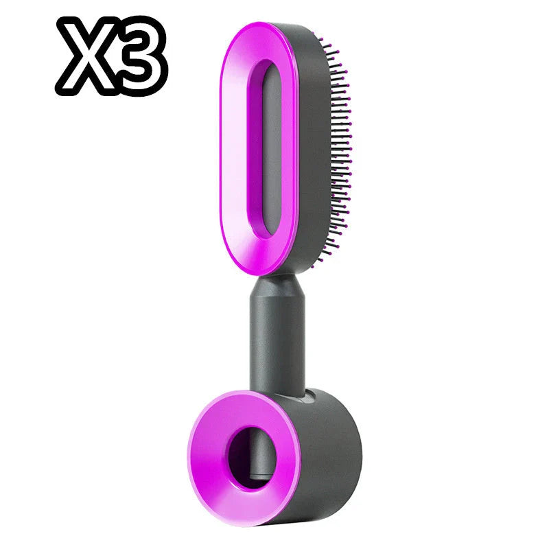 3D Air Cushion Hair Brush in elegant white, showcasing wide comb teeth and ergonomic handle