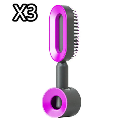 3D Air Cushion Hair Brush in elegant white, showcasing wide comb teeth and ergonomic handle