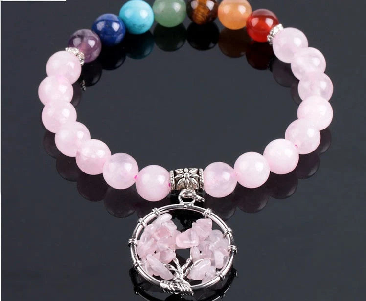 Crystal Beaded Bracelet with seven chakras design and powder crystal beads