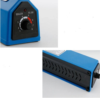 Manual heat sealing machine in blue for sealing plastic and foil bags