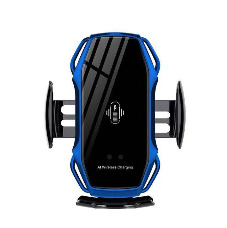 10W wireless car phone charger mounted on car air vent with LED indicator showing charging status